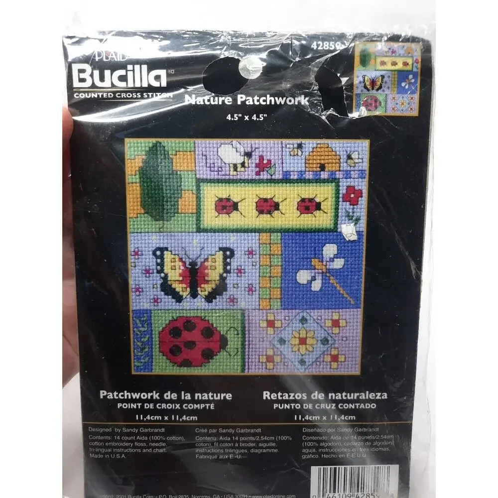 Bucilla Counted Cross Stitch Kit Nature Patchwork 42859 4.5x4.5 Insects